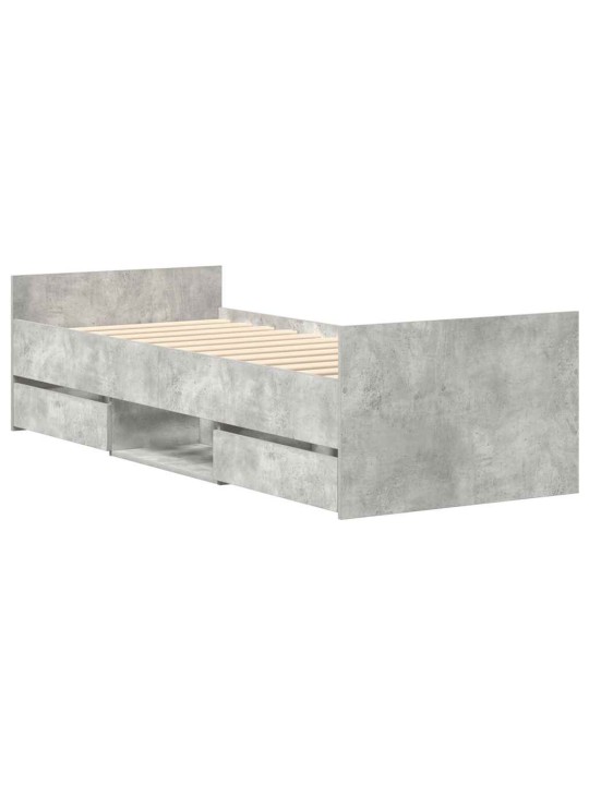 Rám postele s hlavovým a nožním čelem betonově šedý 100x200 cm