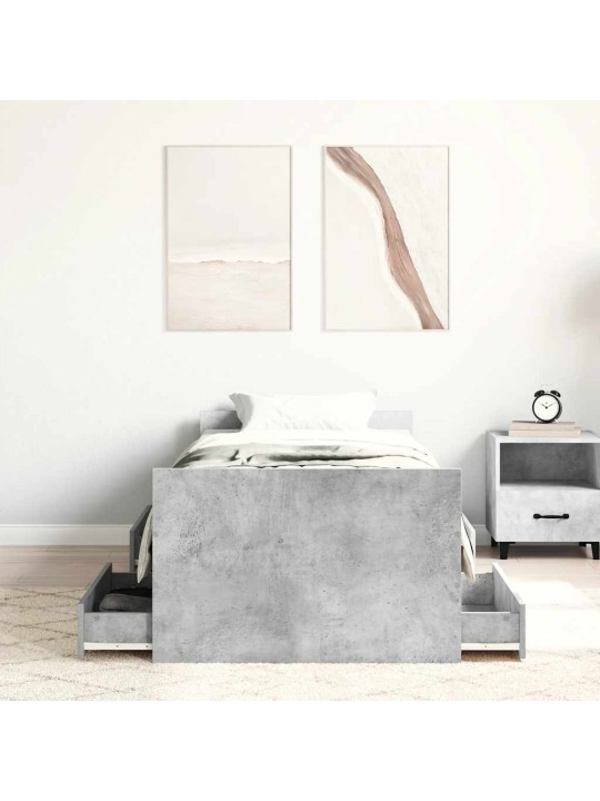 Rám postele s hlavovým a nožním čelem betonově šedý 100x200 cm