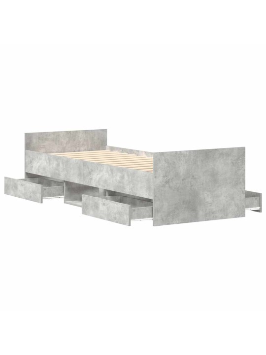 Rám postele s hlavovým a nožním čelem betonově šedý 100x200 cm