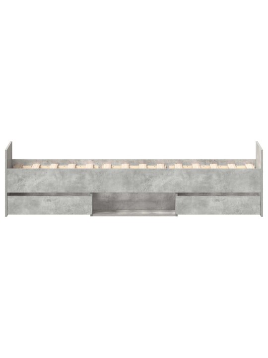 Rám postele s hlavovým a nožním čelem betonově šedý 100x200 cm
