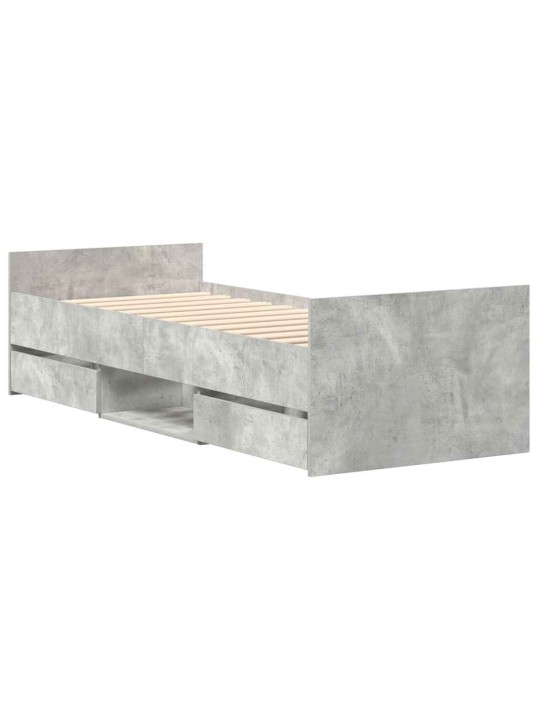 Rám postele s hlavovým a nožním čelem betonově šedý 100x200 cm