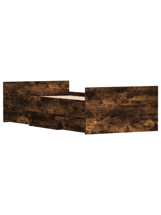 Rám postele s hlavovým a nožním čelem kouřový dub 100 x 200 cm