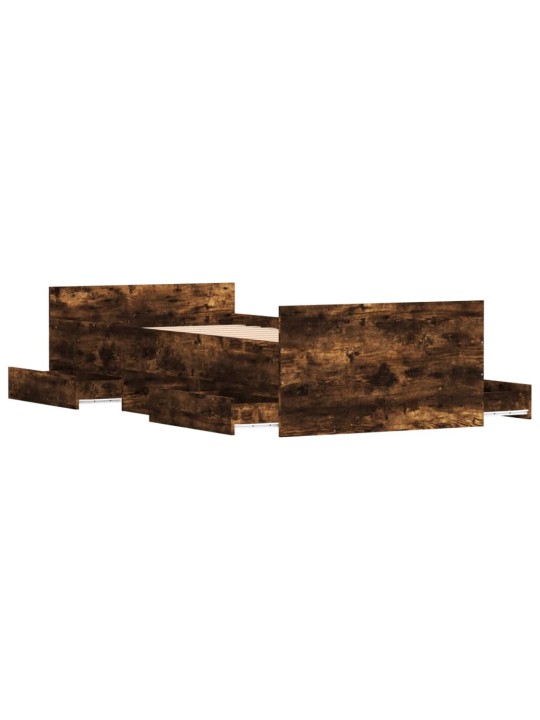 Rám postele s hlavovým a nožním čelem kouřový dub 100 x 200 cm