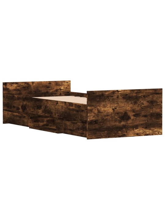 Rám postele s hlavovým a nožním čelem kouřový dub 100 x 200 cm