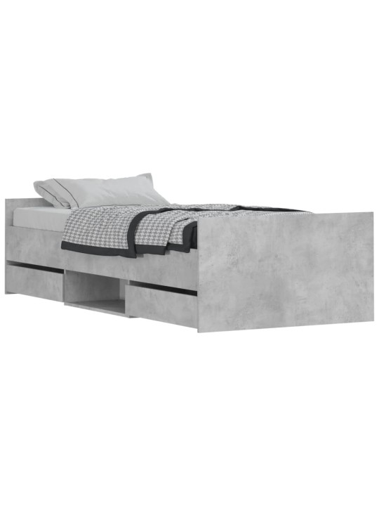 Rám postele s hlavovým a nožním čelem betonově šedý 90 x 200 cm