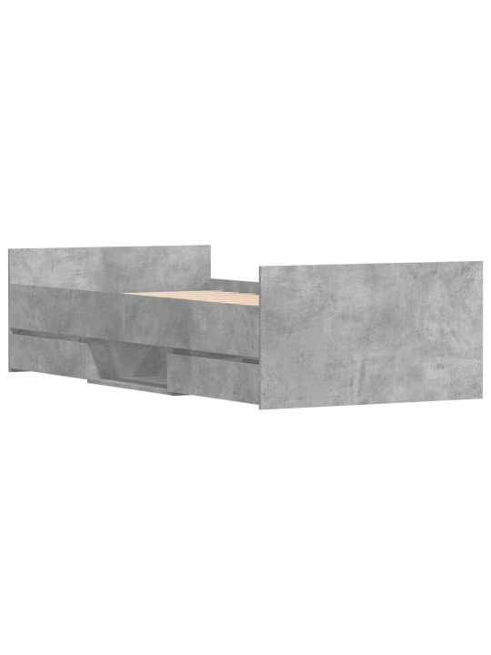 Rám postele s hlavovým a nožním čelem betonově šedý 90 x 200 cm