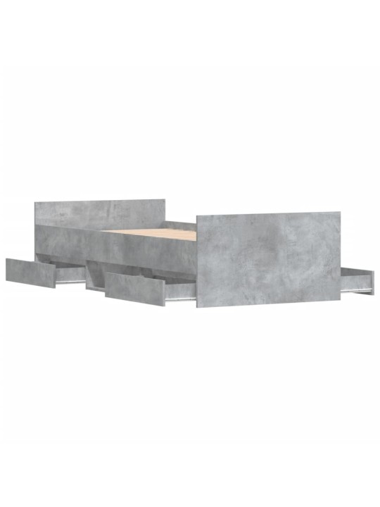 Rám postele s hlavovým a nožním čelem betonově šedý 90 x 200 cm