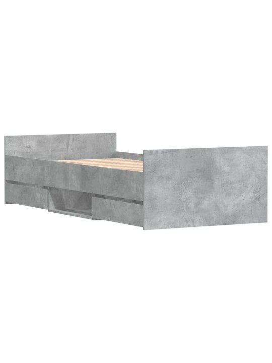 Rám postele s hlavovým a nožním čelem betonově šedý 90 x 200 cm