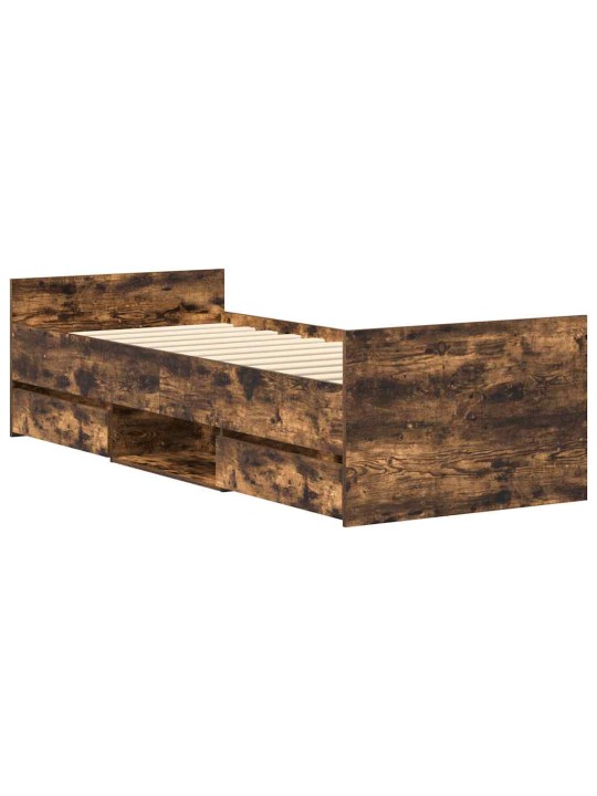 Rám postele s hlavovým a nožním čelem kouřový dub 90 x 200 cm