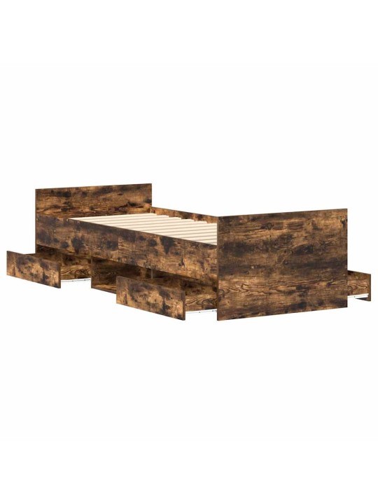 Rám postele s hlavovým a nožním čelem kouřový dub 90 x 200 cm