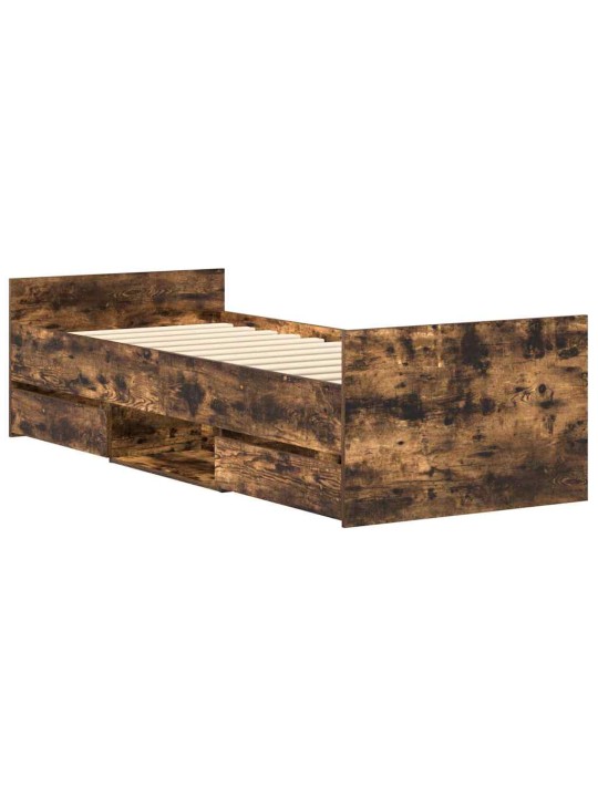 Rám postele s hlavovým a nožním čelem kouřový dub 90 x 200 cm