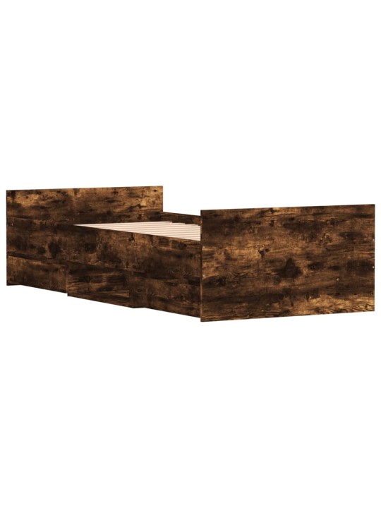 Rám postele s hlavovým a nožním čelem kouřový dub 90 x 190 cm