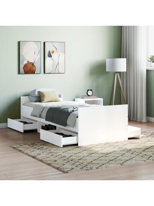 Rám postele s hlavovým a nožním čelem bílý 75 x 190 cm