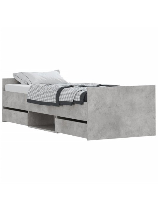 Rám postele s hlavovým a nožním čelem betonově šedý 75 x 190 cm
