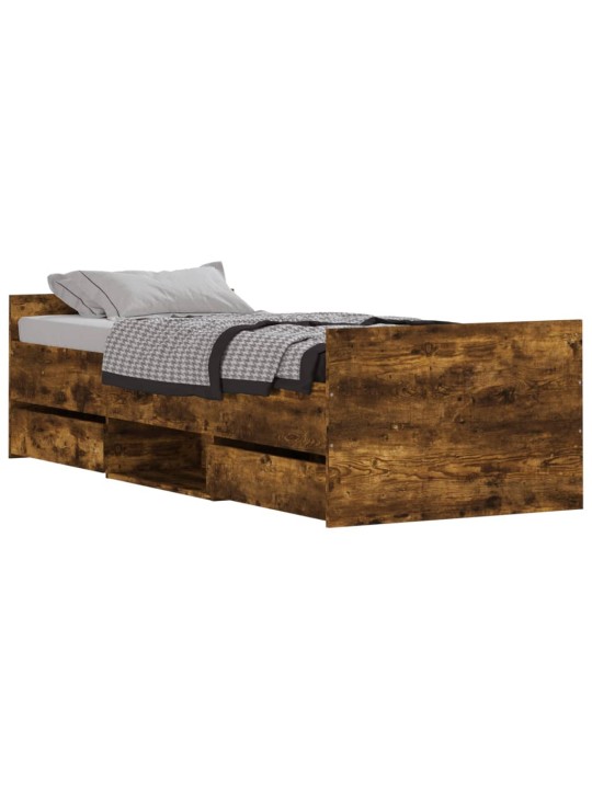 Rám postele s hlavovým a nožním čelem kouřový dub 75 x 190 cm