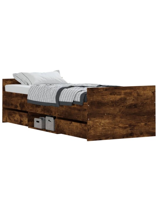 Rám postele s hlavovým a nožním čelem kouřový dub 75 x 190 cm