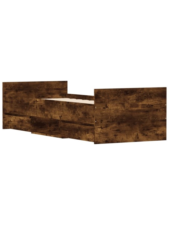 Rám postele s hlavovým a nožním čelem kouřový dub 75 x 190 cm