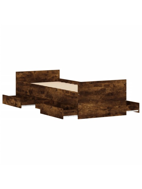 Rám postele s hlavovým a nožním čelem kouřový dub 75 x 190 cm