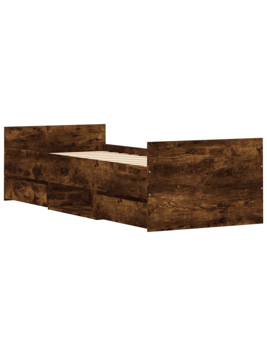 Rám postele s hlavovým a nožním čelem kouřový dub 75 x 190 cm