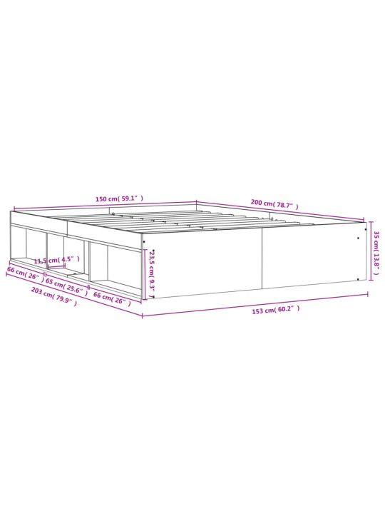 Rám postele dub sonoma 150 x 200 cm King Size