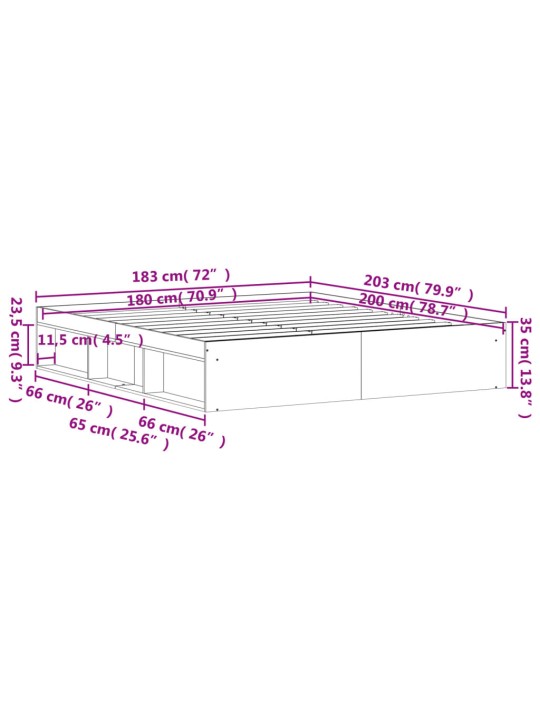 Rám postele dub sonoma 180 x 200 cm Super King Size