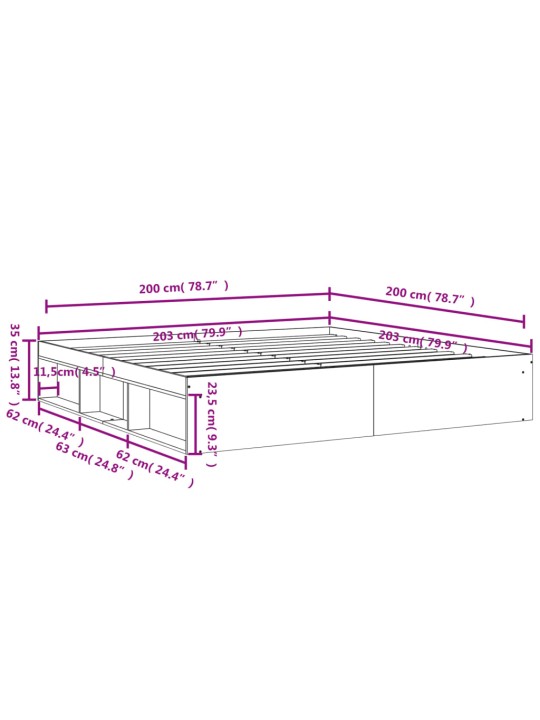 Rám postele bílý 200 x 200 cm