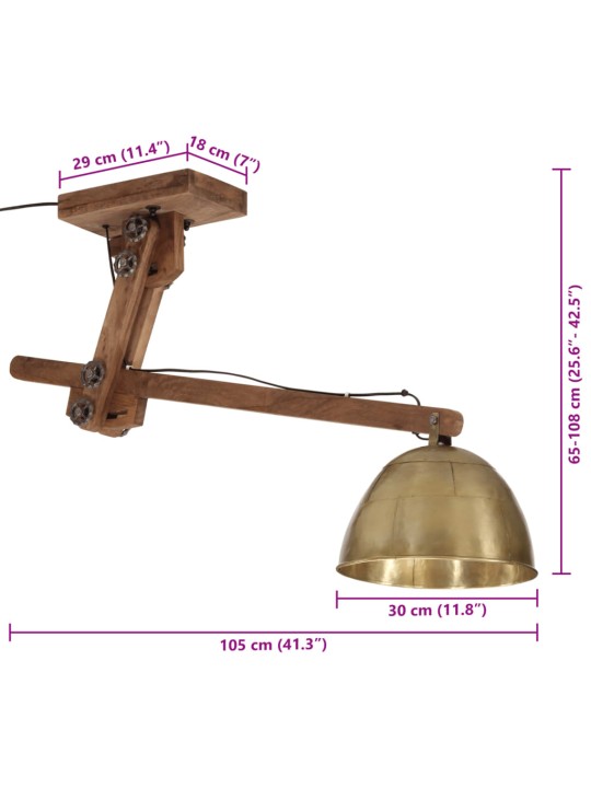 Stropní svítidlo 25 w staromosaz 105 x 30 x 65–108 cm e27