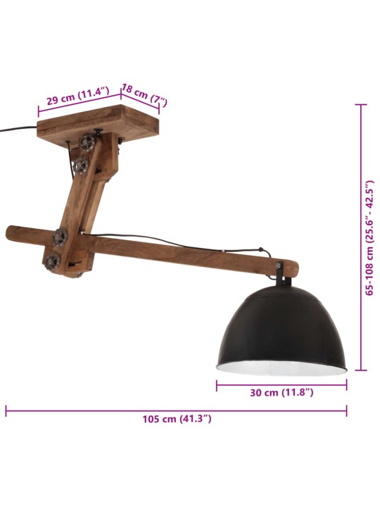 Stropní svítidlo 25 w černé 105 x 30 x 65–108 cm e27