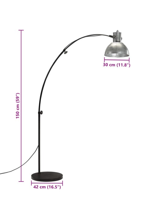 Stojací lampa 25 w vintage stříbrná 150 cm e27