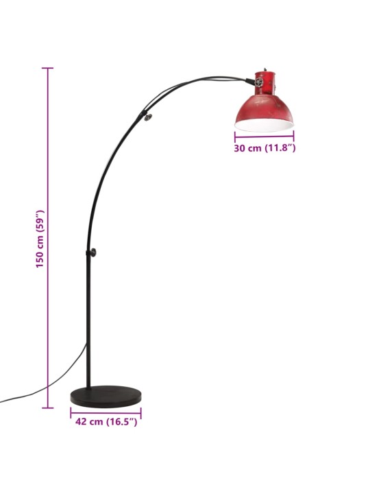 Stojací lampa 25 w červená patina 150 cm e27
