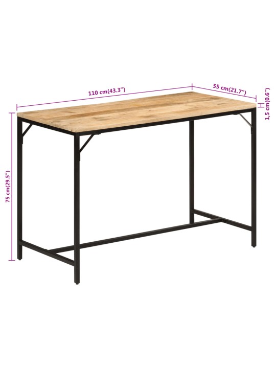 Jídelní stůl 110 x 55 x 75 cm masivní hrubý mangovník a železo