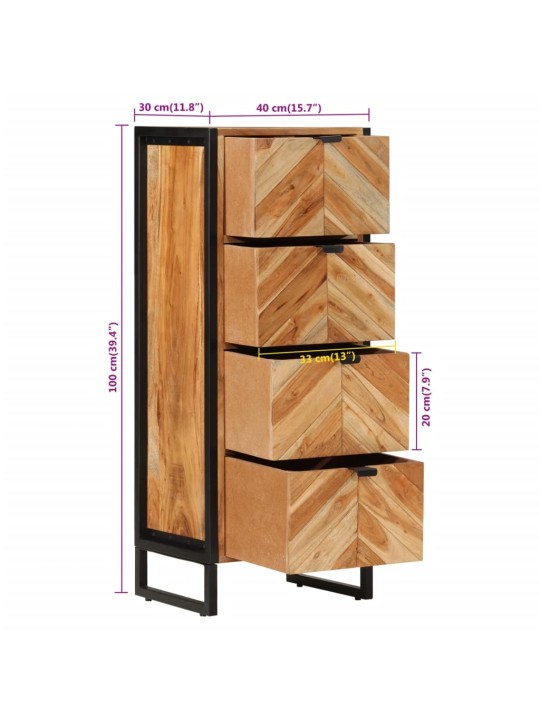 Koupelnová skříňka 40 x 30 x 100 cm masivní akácie a železo