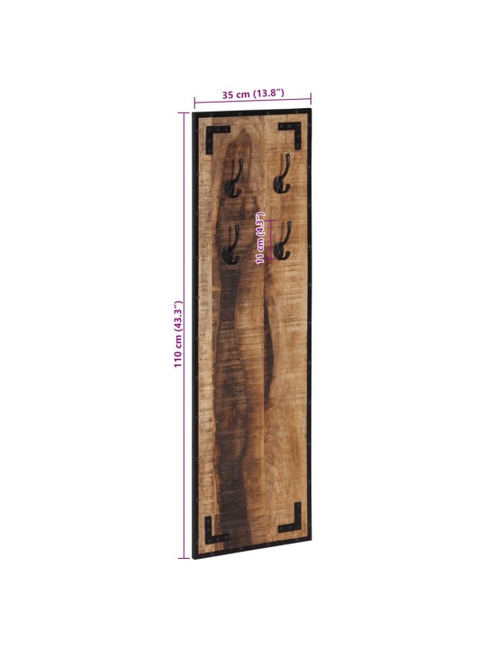 Věšák na kabáty 35x8x110 cm masivní hrubé mangovníkové dřevo