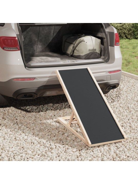 Rampa pro psy šedá 100 x 40 cm masivní jedlové dřevo