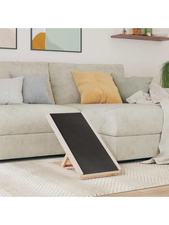 Rampa pro psy šedá 70 x 35 cm masivní jedlové dřevo