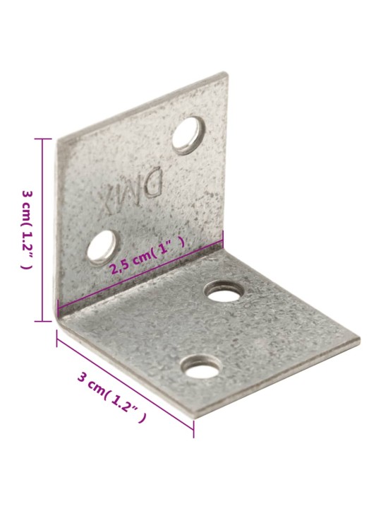 Úhlové konzoly 150 ks 2 mm 30 x 25 x 30 mm pozinkovaná ocel