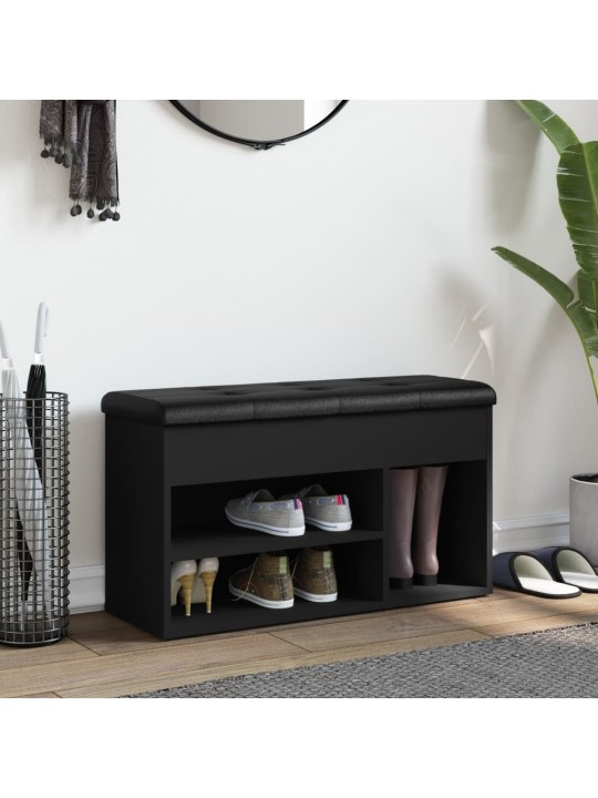 Lavice s botníkem černá 82 x 32 x 45,5 cm kompozitní dřevo