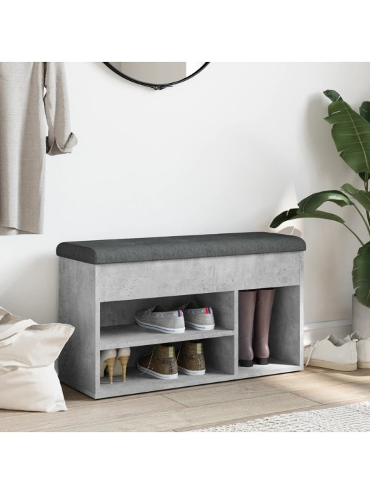 Lavice s botníkem betonově šedá 82 x 32 x 45,5 cm dřevotříska