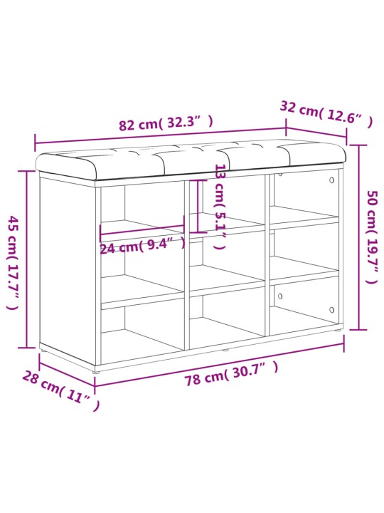 Lavice s botníkem hnědý dub 82 x 32 x 50 cm kompozitní dřevo