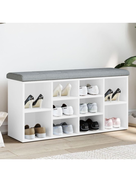 Lavice s botníkem bílá 102 x 32 x 50 cm kompozitní dřevo