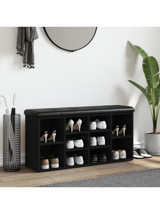 Lavice s botníkem černá 102 x 32 x 50 cm kompozitní dřevo