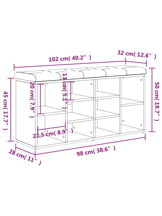 Lavice s botníkem černá 102 x 32 x 50 cm kompozitní dřevo
