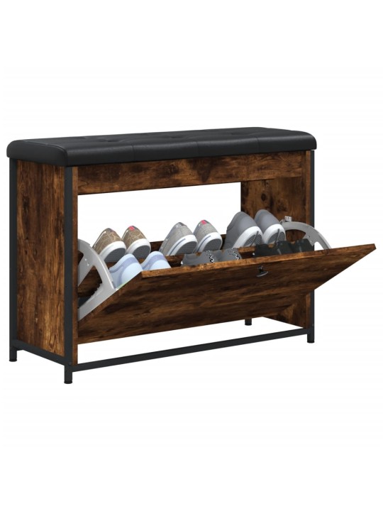 Botníková lavice s výklopnou zásuvkou kouřový dub 82x32x56 cm