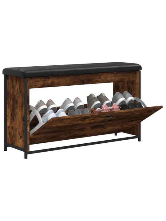 Botníková lavice s výklopnou zásuvkou kouřový dub 102x32x56 cm
