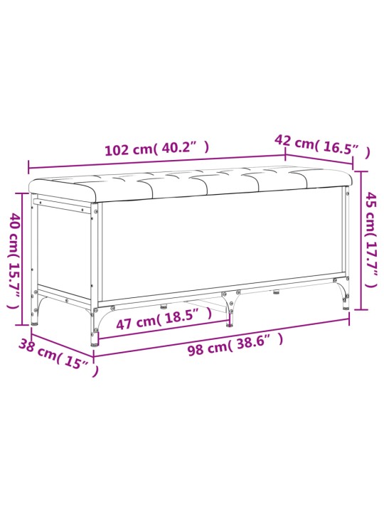 Úložná lavice kouřový dub 102 x 42 x 45 cm kompozitní dřevo