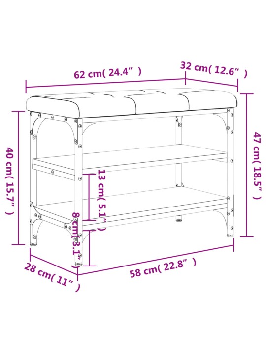 Lavice s botníkem kouřový dub 62 x 32 x 47 cm kompozitní dřevo