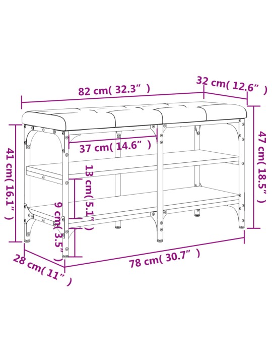 Lavice s botníkem kouřový dub 82 x 32 x 47 cm kompozitní dřevo