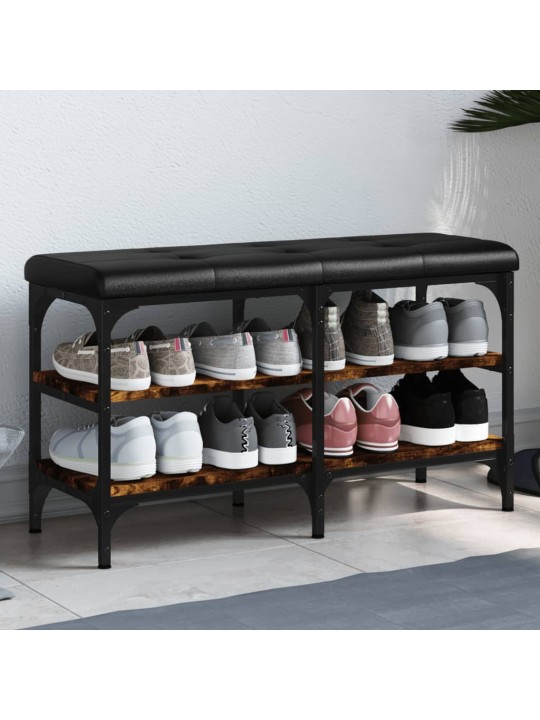 Lavice s botníkem kouřový dub 82 x 32 x 47 cm kompozitní dřevo