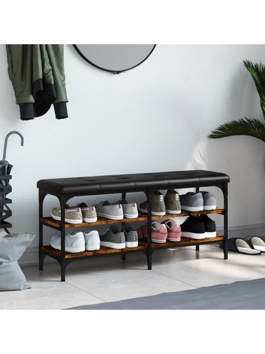 Lavice s botníkem kouřový dub 102 x 32 x 47 cm kompozitní dřevo