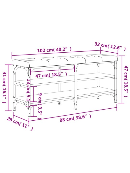 Lavice s botníkem kouřový dub 102 x 32 x 47 cm kompozitní dřevo